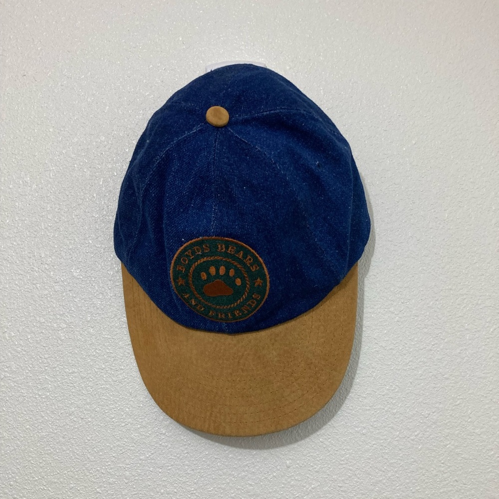 VINTAGE BeaRWeaR Boyds Bears And Friends Hat Denim Suede Baseball Cap